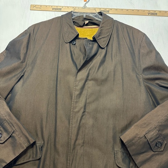 1960s 70s Vintage Larini Men’s 44L Brown Raincoat Overcoat Cravenette Lined - Picture 3 of 12